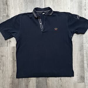 Paul And Shark Yachting Polo Heavy Cotton Rivet Preppy Sailing Navy Blue Sz M